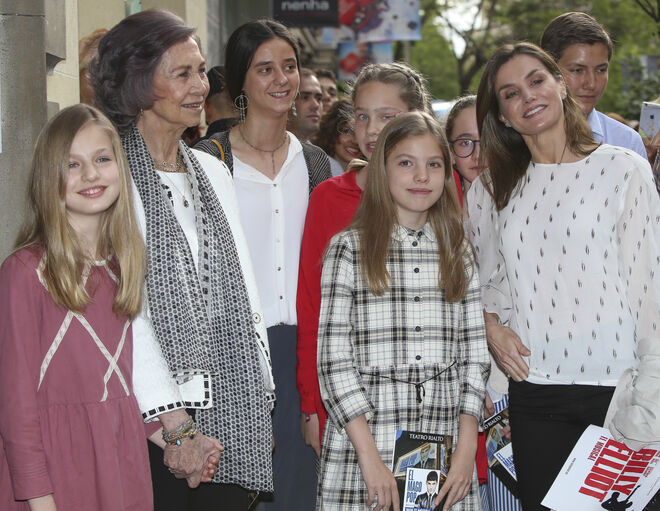 Victoria Federica con Letizia, Leonor, Sofía y su abuela en 2018