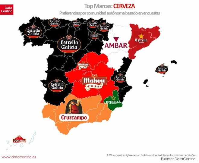 Así es el mapa de las marcas preferidas por los españoles según cada comunidad autónoma.