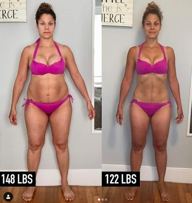 Antes y después de una mujer tras la dieta