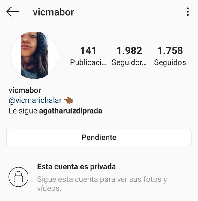 Cuenta personal de Victoria Federica en Instagram