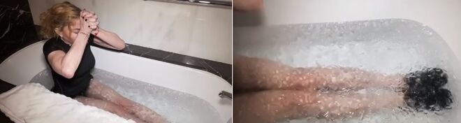 Madonna, en una bañera con cubos de hielo.