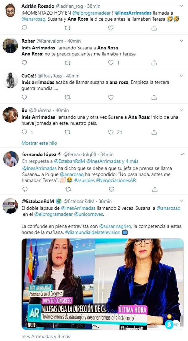 Los usuarios de Twitter hablan del lapsus de Inés Arrimadas.