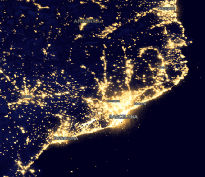 Mapa lumínico de Cataluña