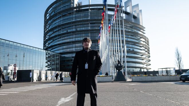 Carles Puigdemont este lunes a su llegada a Estrasburgo.