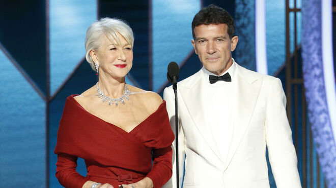 Helen Mirren y Antonio Banderas en los Globos de Oro