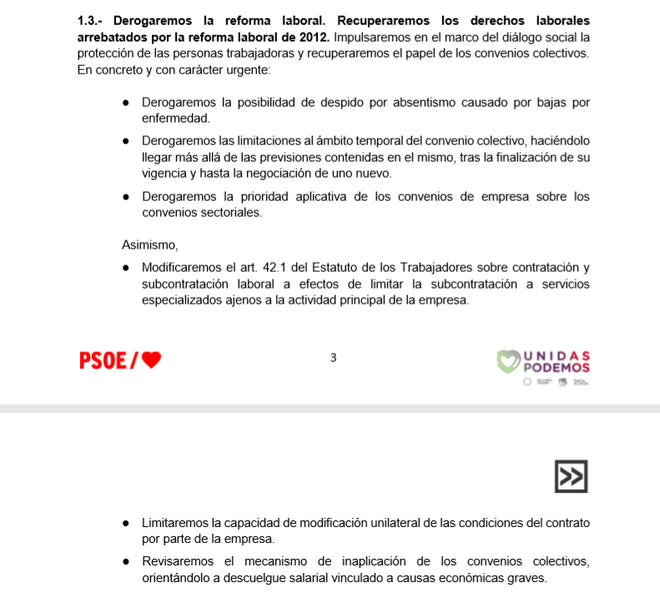 Imagen del programa de gobierno del PSOE y Unidas Podemos