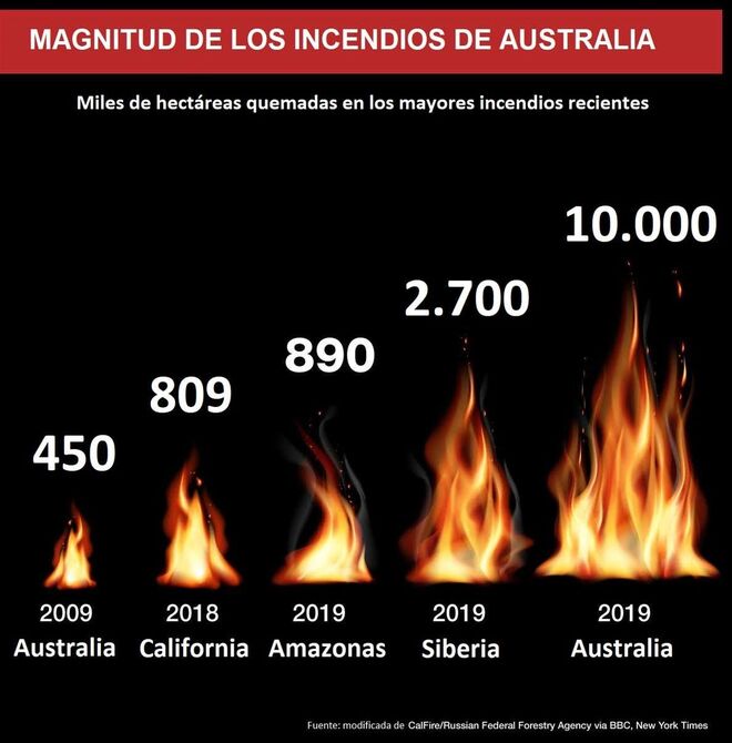 Los incendios de Australia son los más extensos desde que hay registros oficiales