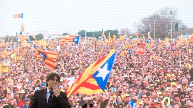 El expresidente de la Generalitat Carles Puigdemont, durante un acto político celebrado en la localidad francesa de Perpiñán.