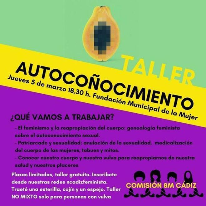 El polémico cartel del taller sexual que exhibe el Ayuntamiento de Cádiz.