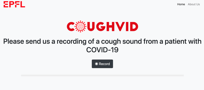 Aspecto de la web del proyecto Coughvid