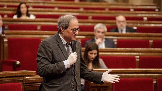 El presidente de la Generalitat de Cataluña, Quim Torra, en el Parlament.