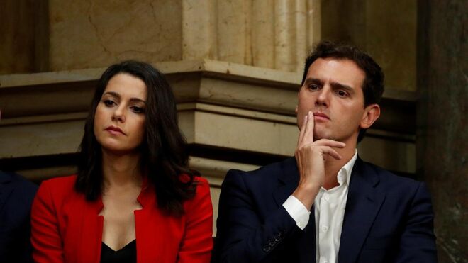 Inés Arrimadas y Albert Rivera en octubre en el Parlament de Cataluña.