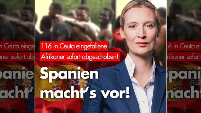 Cartel de la ultraderecha alemana felicitando al PSOE