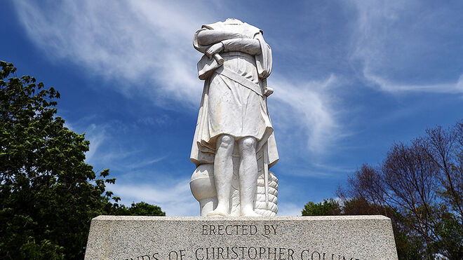 Estatua de Cristobal Colón descabezada en Boston
