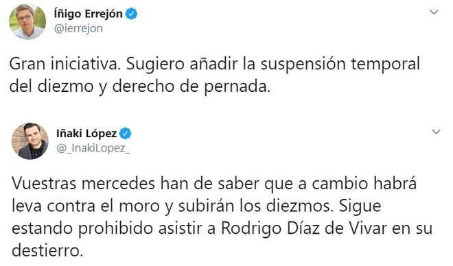 Mensajes de Íñigo Errejón e Iñaki López.