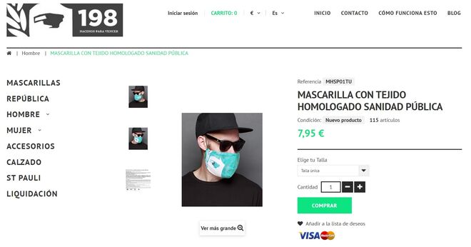 La mascarilla de Pablo Iglesias es de la marca 198.