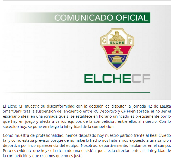 Comunicado Oficial Elche FC