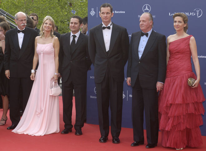 Corinna Larsen, Iñaki Urdangarin, el rey Juan CarlosI y la infanta Cristina, en los premios Laureus 2006.