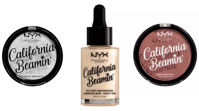 Gama de productos de maquillaje California Beamin para lograr un efecto bronceado