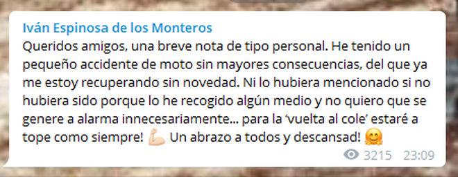 Mensaje de Espinosa de los Monteros