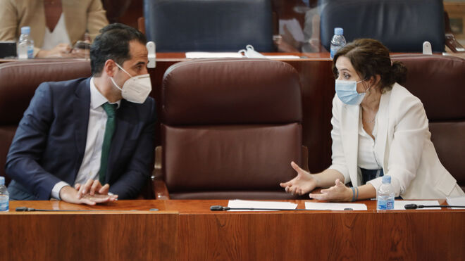 El vicepresidente de la Comunidad de Madrid, Ignacio Aguado, y la presidenta Isabel Díaz Ayuso, este pasado martes.