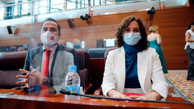 El vicepresidente de la Comunidad de Madrid, Ignacio Aguado, y la presidenta Isabel Díaz Ayuso, este pasado lunes.