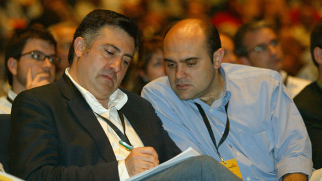 El expresidente de ERC, Joan Puigcercós, y el exconsejero de Gobernación, Xavier Vendrell