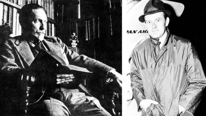 A la izquierda, Sir Compton Mackenzie (1883 - 1972). A la derecha, John le Carré, nacido David Cornwell (1931).