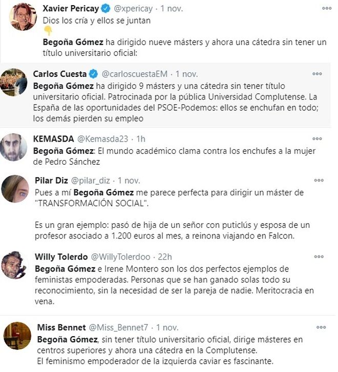 Críticas contra Begoña Gómez.