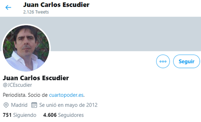 Twitter personal de Juan Carlos Escudier.