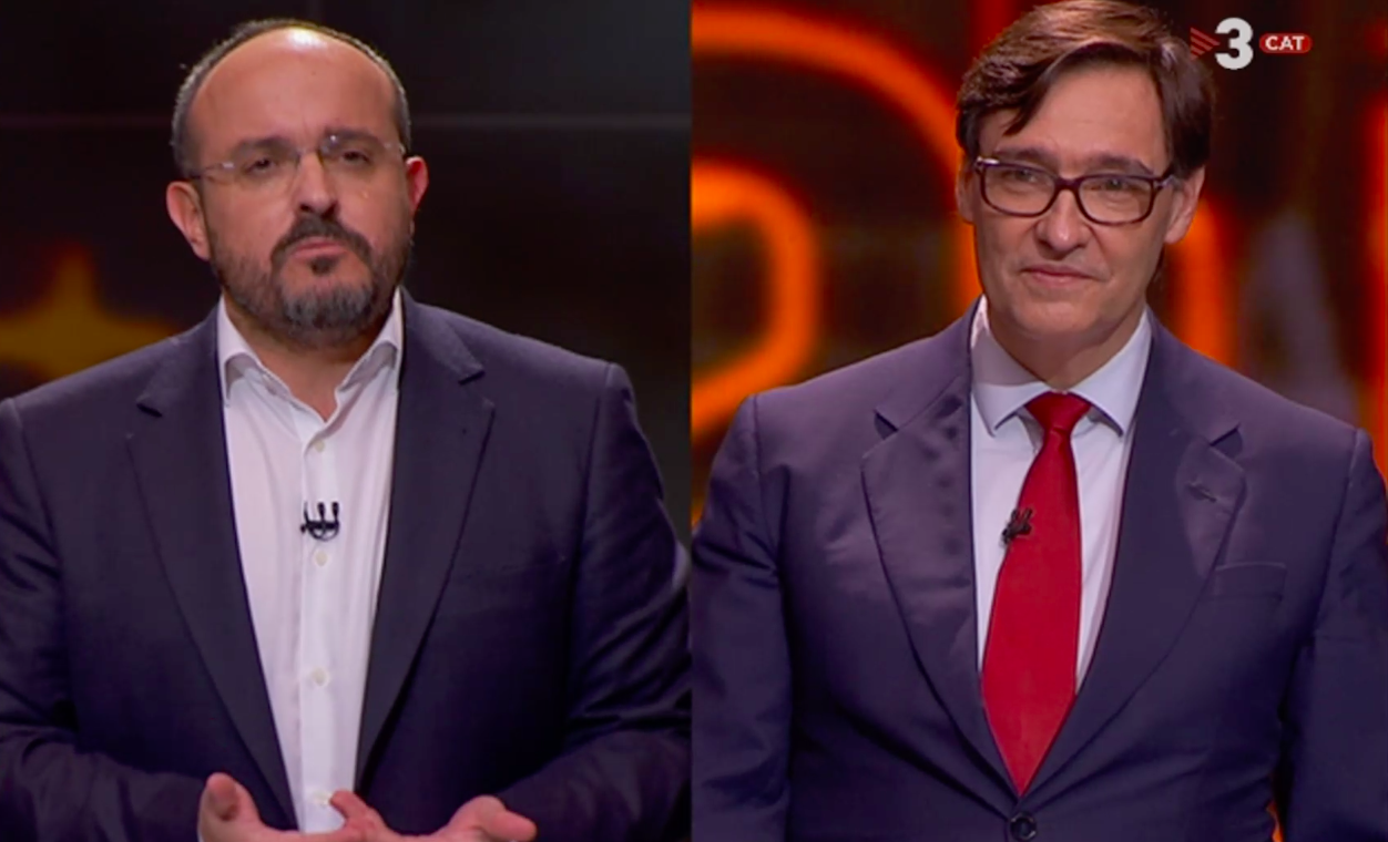 Alejandro Fernández (PP) e Illa (PSC) en el debate de TV3