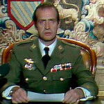 El rey Juan Carlos I, durante su discurso a la nación ante el golpe de Estado del 23-F.
