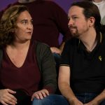 Ada Colau con Pablo Iglesias en un acto de campaña de 2019