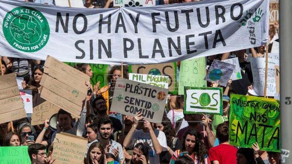 Manifestación de estudiantes contra el cambio climático.