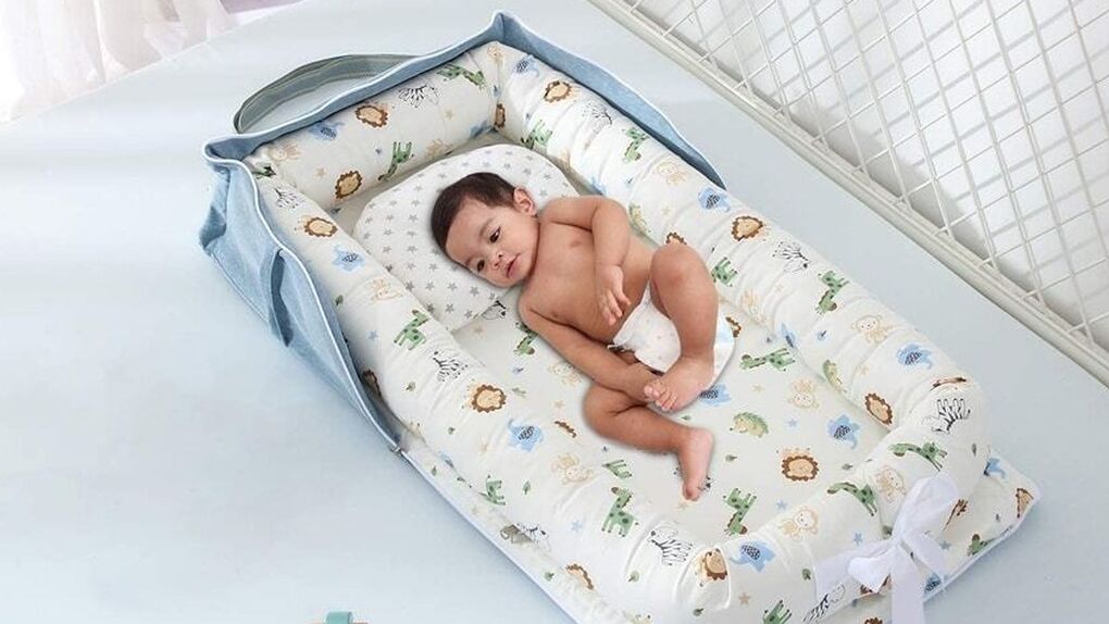 Tumbona prémium para recién nacidos, bebés y niños pequeños, tumbona nido  para bebé, color azul