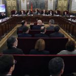 Los doce líderes independentistas acusados por el proceso soberanista catalán que derivó en la celebración del 1-O y la declaración unilateral de independencia de Cataluña (DUI), en el banquillo del Tribunal Supremo.