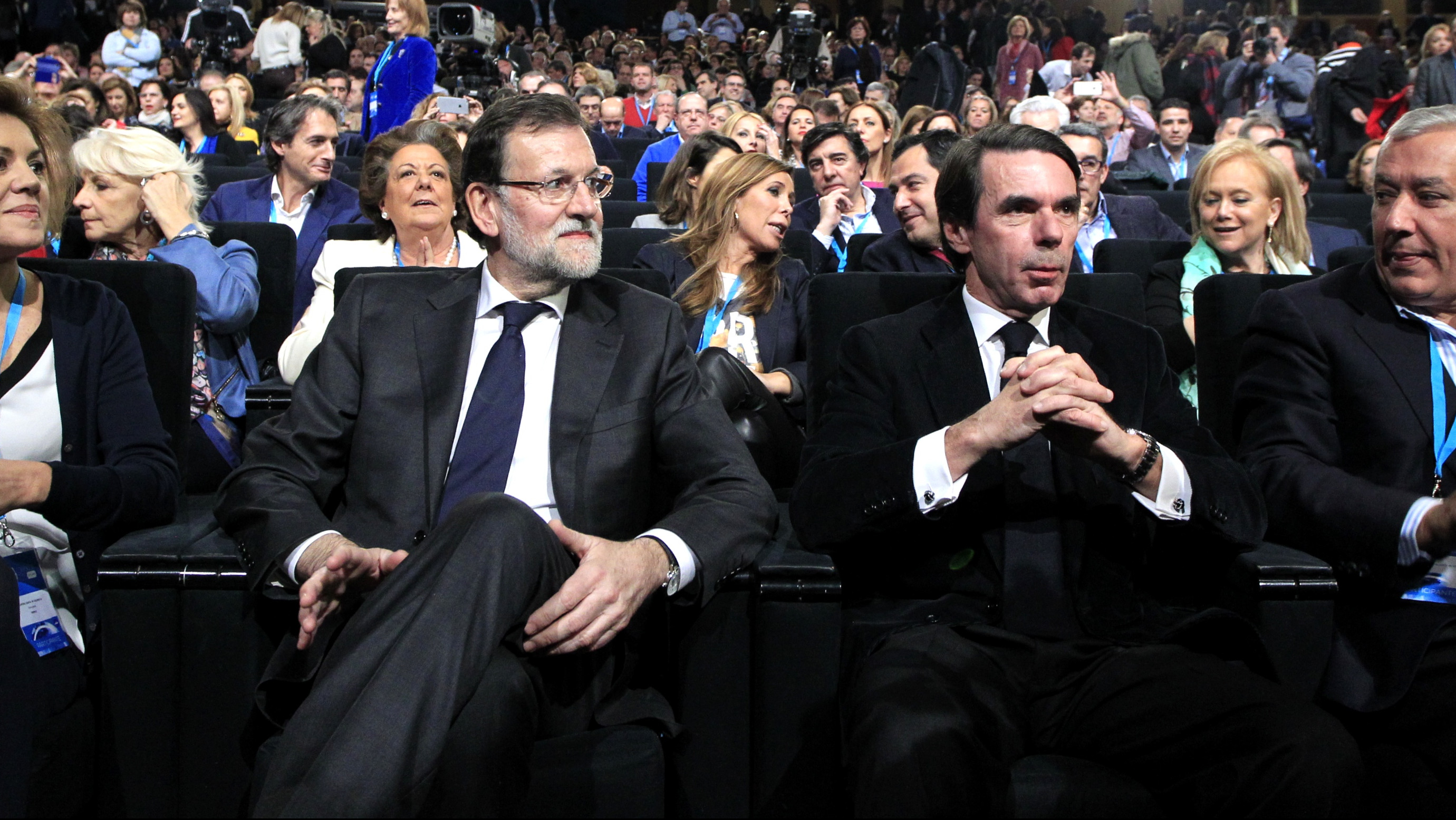 Cospedal, Rajoy, Aznar y Arenas en la Convención Nacional del PP en Madrid 23 de enero de 2015.
