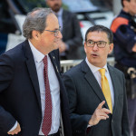 El expresidente de la Generalitat catalana, Quim Torra, sale de declarar del TSJC. A su lado, el abogado Jaume Alonso-Cuevillas