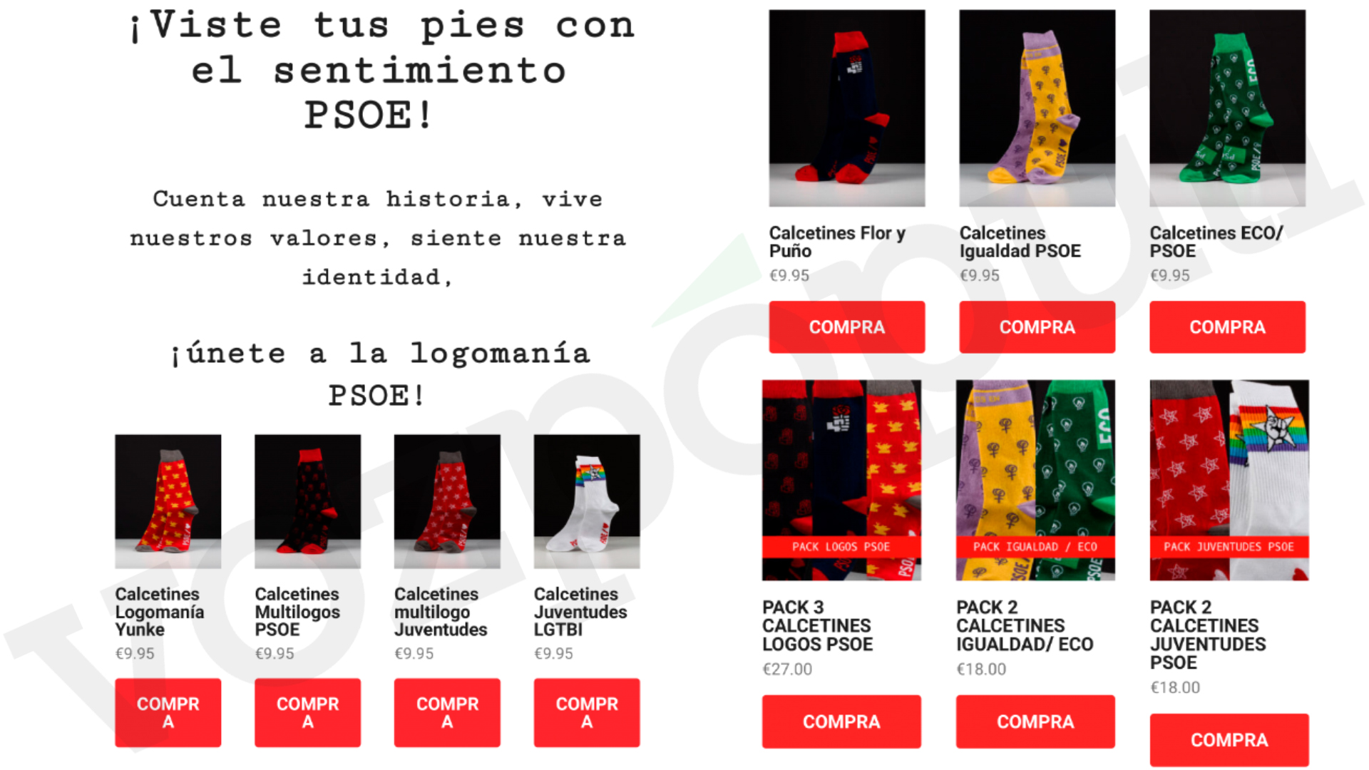 El PSOE indigna a los militantes de Madrid con un mailing para la venta de calcetines del partido