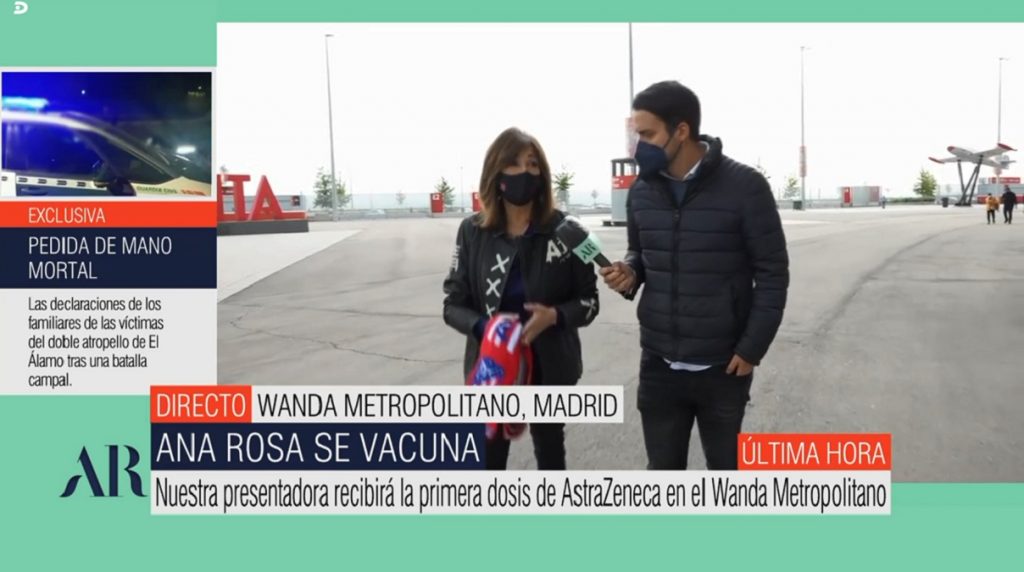Ana Rosa Quintana, yendo a vacunarse al estadio Wanda Metropolitano