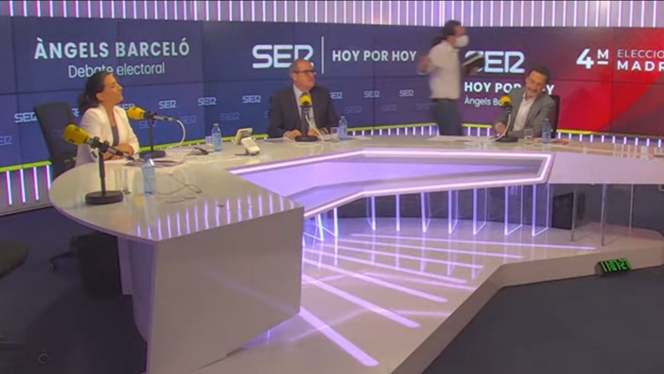 Pablo Iglesias abandona el debate electoral de la Cadena SER.