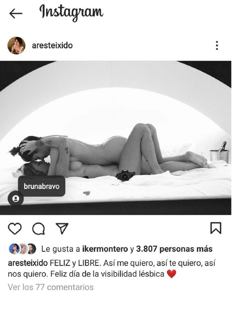 Ares Teixidó publica esta foto erótica con su pareja Bruna e Instagram se  la censura
