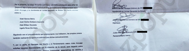 Diputados de Bildu piden "reuniones discretas" en la cárcel para supervisar el futuro de los etarras