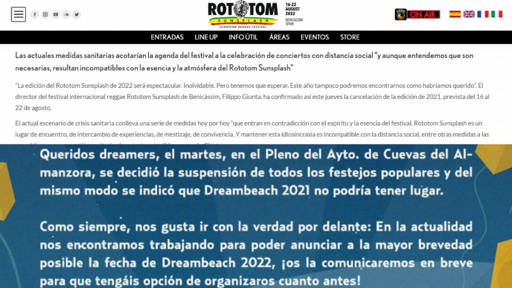 Rototom y el Dreambeach.