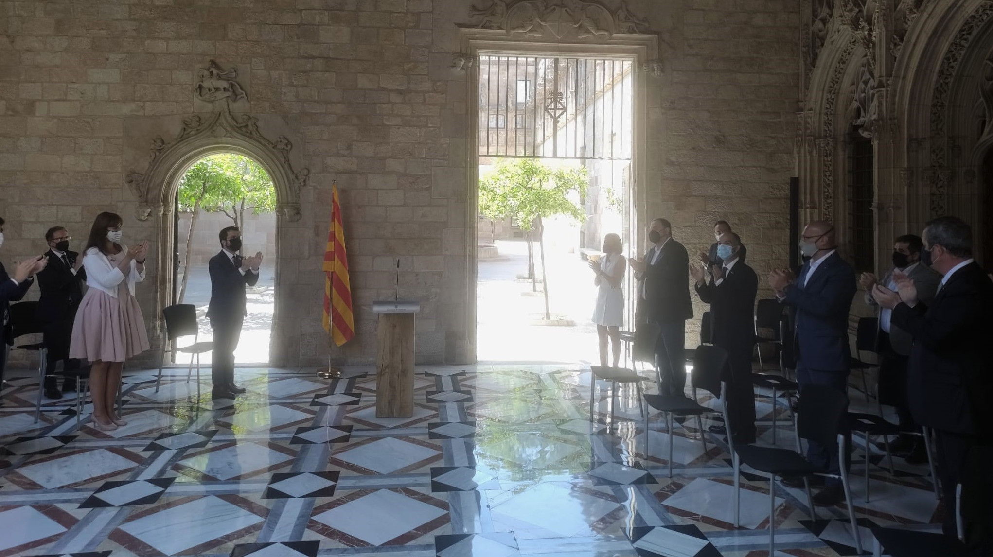 El Govern ha recibido este lunes a los indultados del 1-O en el Palau de la Generalitat