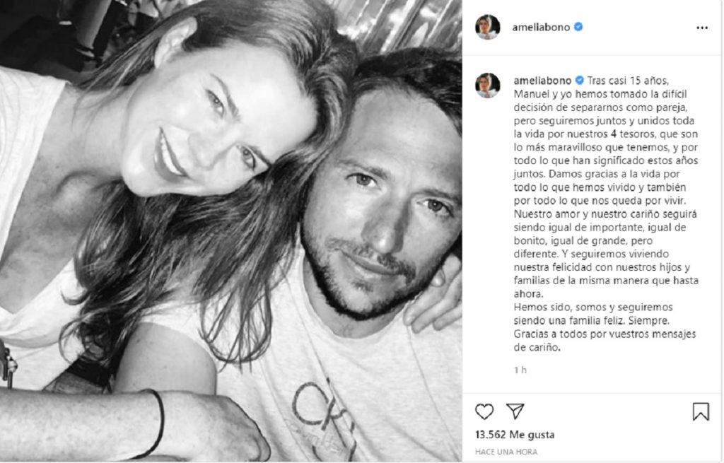 Amelia Bono y Manuel Martos envían un comunicado sobre su divorcio