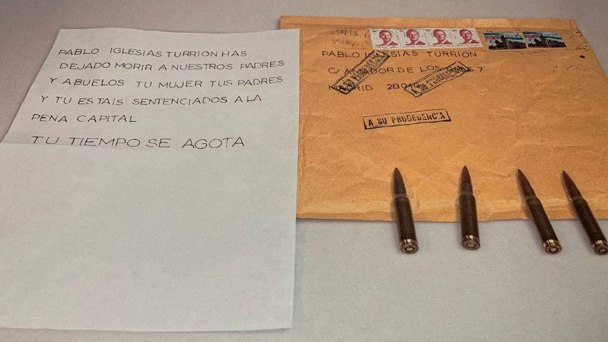 Carta con balas dirigida a Iglesias, Marlaska y Gámez.