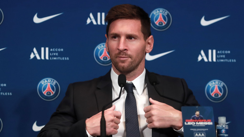 Messi, en su presentación con el PSG.