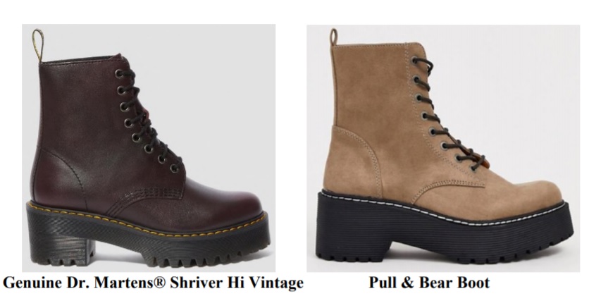 Tres modelos de zapatos que Dr. Martens considera que han sido copiados por Pull & Bear