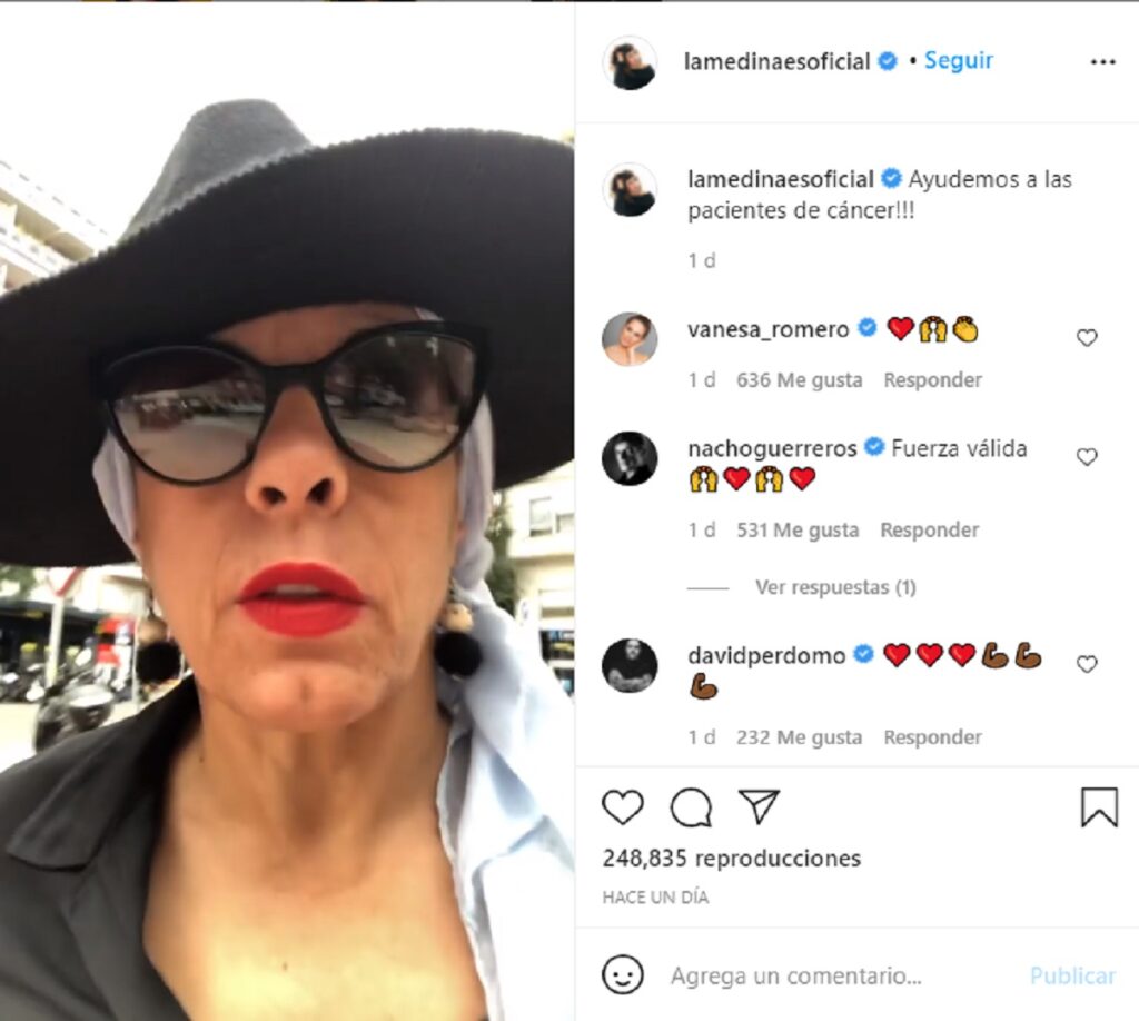 Cristina Medina anuncia que tiene cáncer de mama